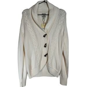 NWT Bass Heritage‎ Cream Cable Knit Shawl Collar Cardigan Medium
